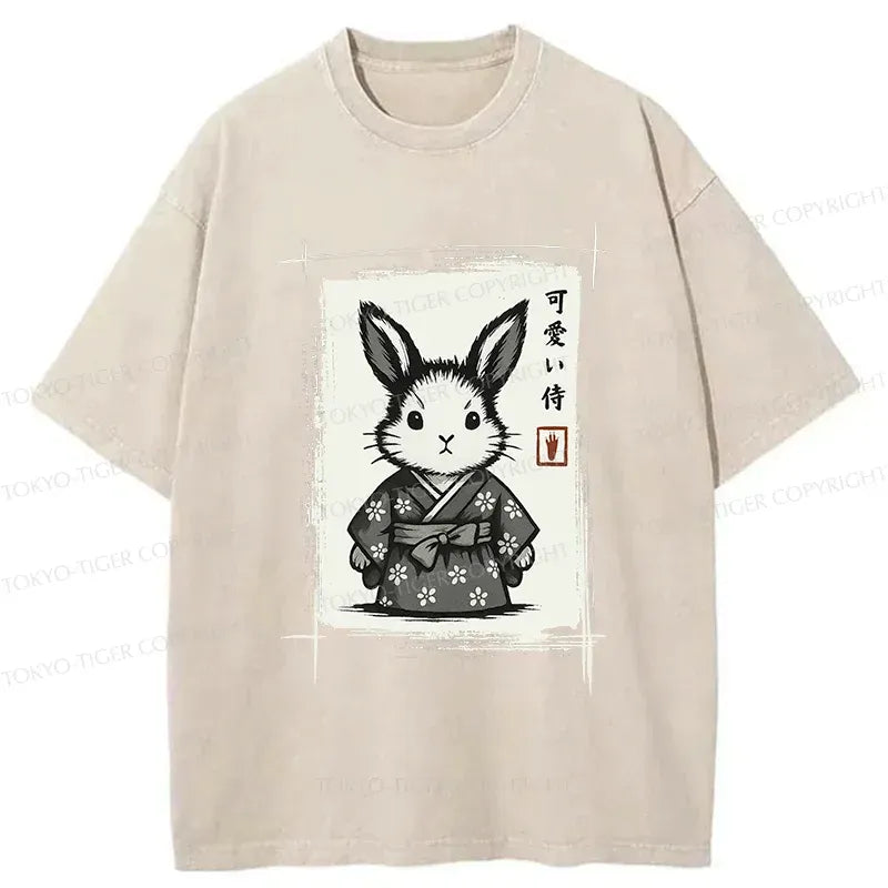 Japanese Woodcut Bunny T-Shirt for Summer