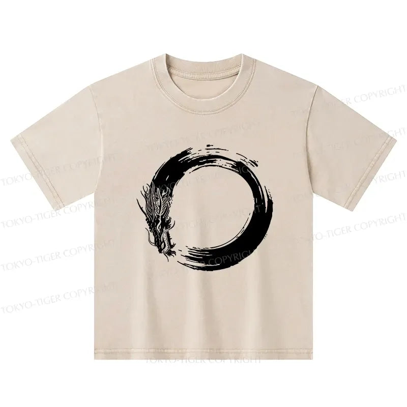 Kyoto-Lion Dragon's Circle Kids Washed T-Shirt