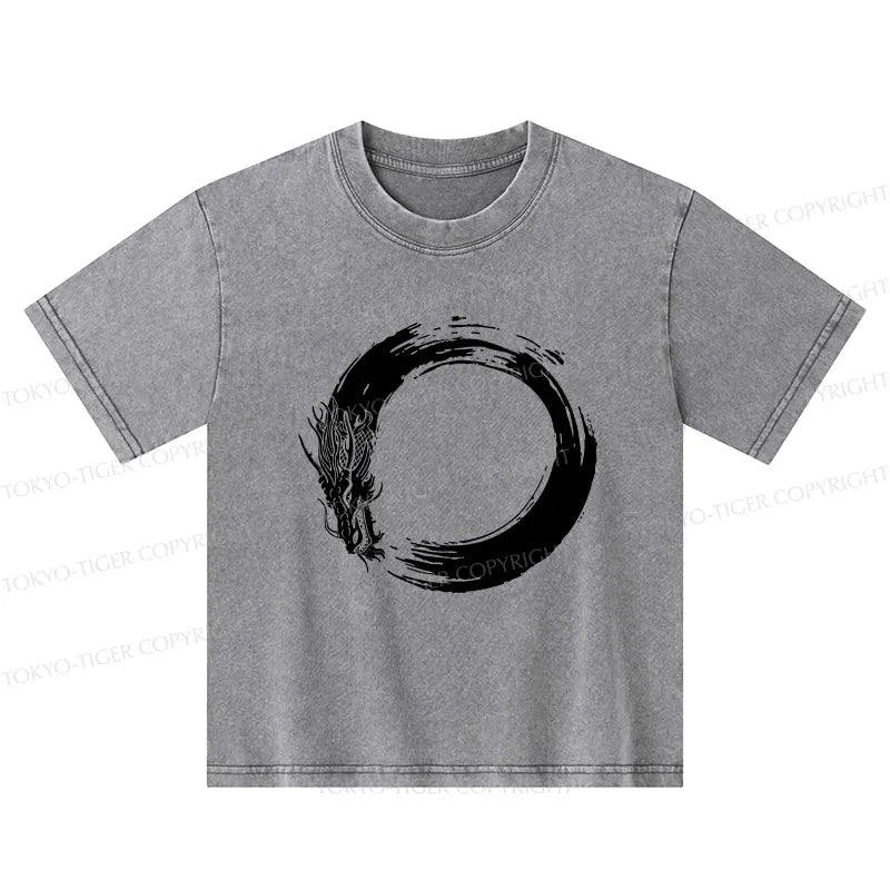 Kyoto-Lion Dragon's Circle Kids Washed T-Shirt