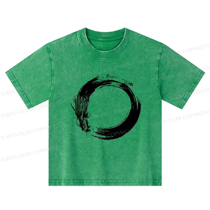 Kyoto-Lion Dragon's Circle Kids Washed T-Shirt
