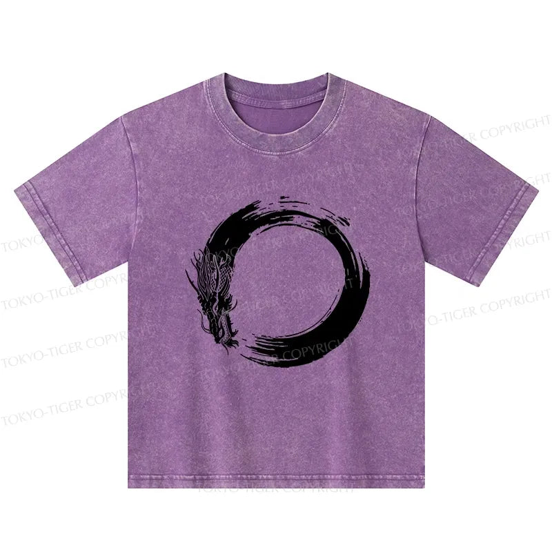 Kyoto-Lion Dragon's Circle Kids Washed T-Shirt