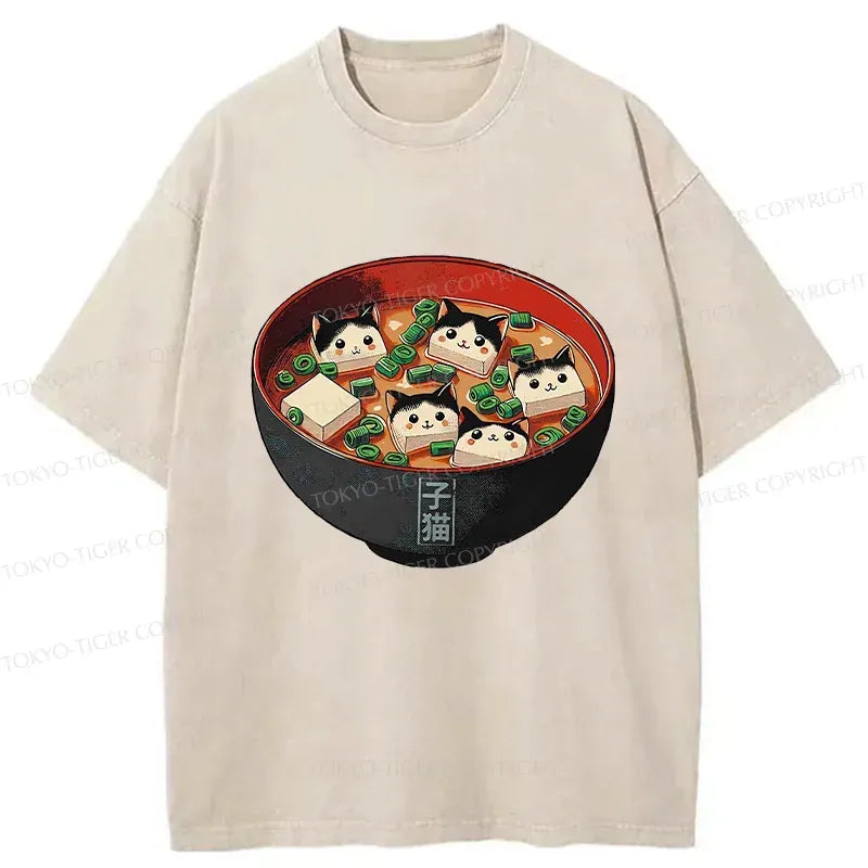 Cat Tofu Soup Washed Tee Daily Wear