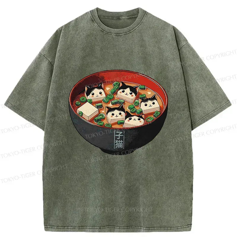 Cat Tofu Soup Washed Tee Daily Wear