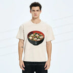 Kyoto-Lion Cat Tofu Soup Washed T-Shirt