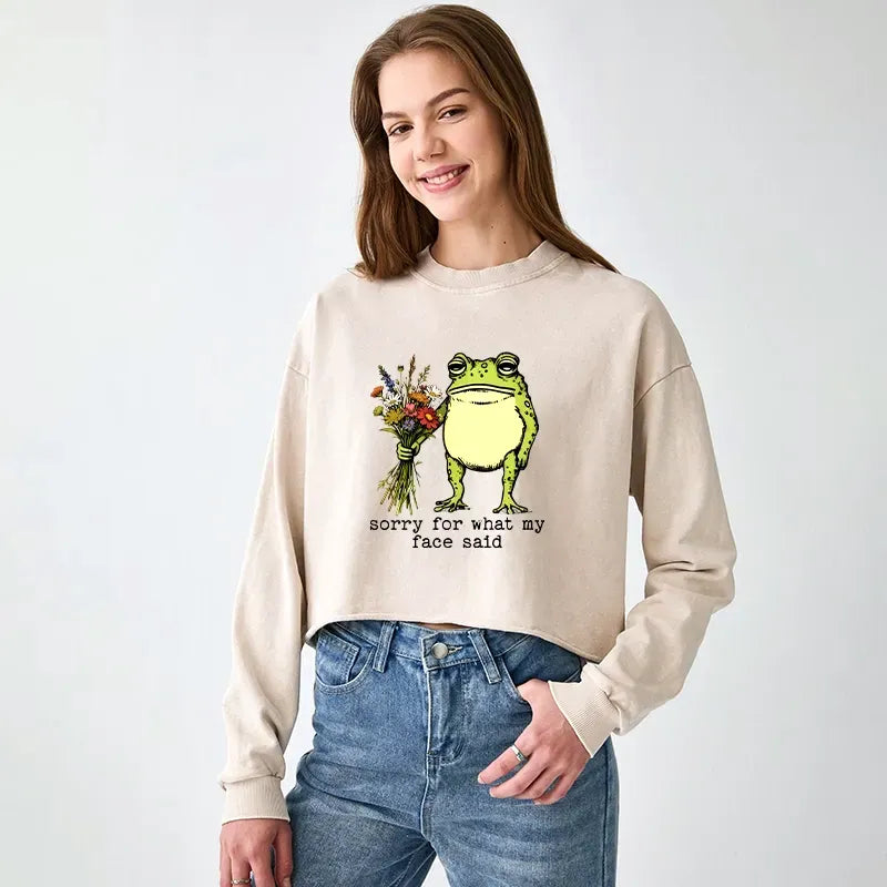 vintage Kyoto style crop top sweatshirt