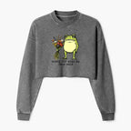 Japanese washed crop sweatshirt for women