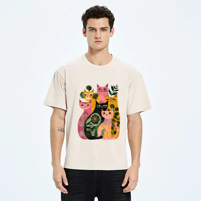 Japanese Vintage Washed Cat T-Shirt Unisex