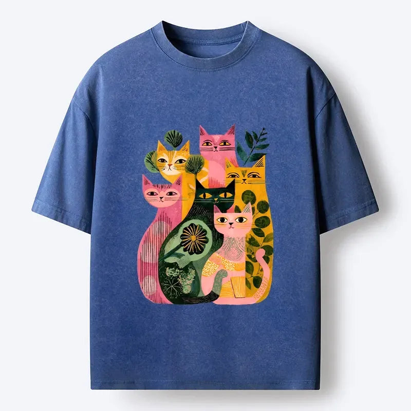 Ukiyo-e Cat T-Shirt Summer Streetwear Style