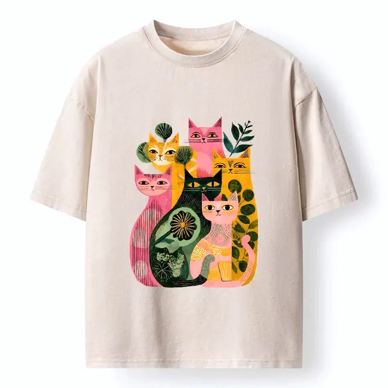 Japanese Vintage Washed Cat T-Shirt Unisex