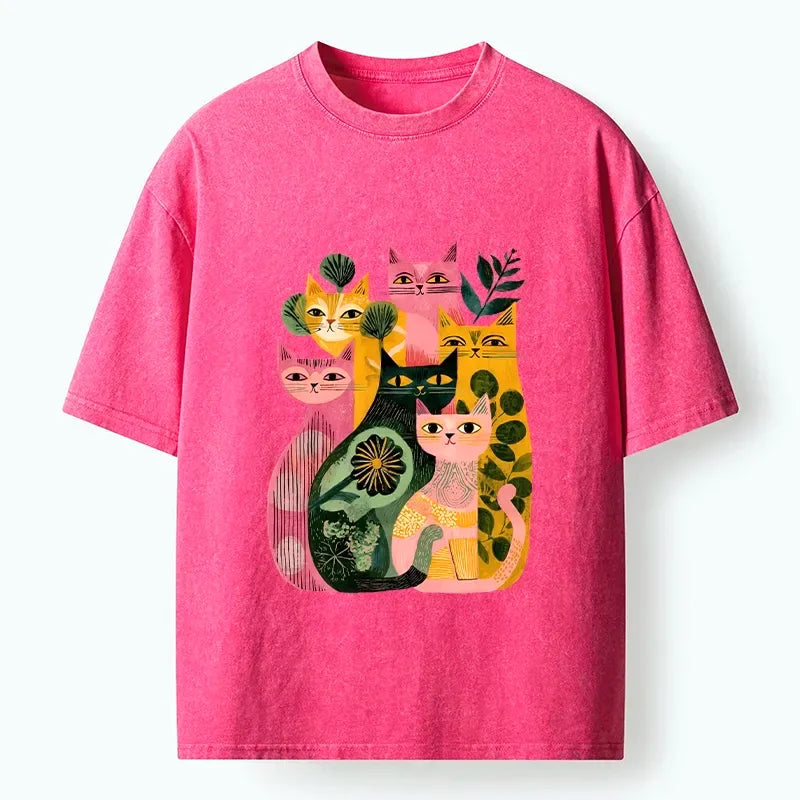Ukiyo-e Cat T-Shirt Summer Streetwear Style