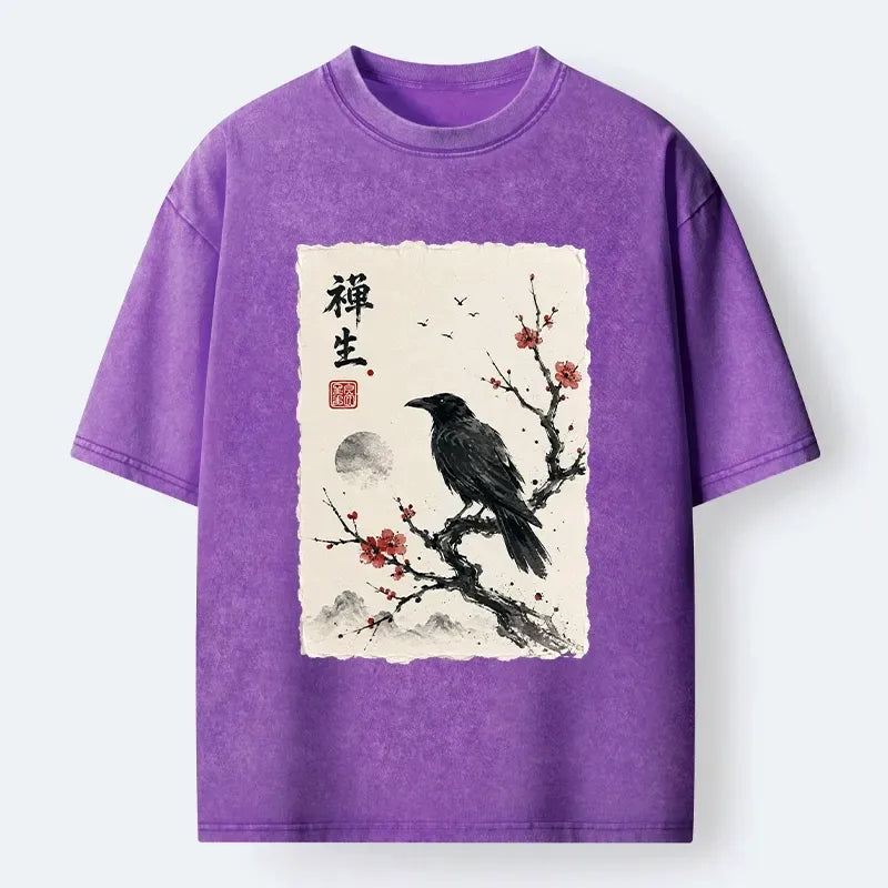 Japanese Zen Crow T-Shirt for Men