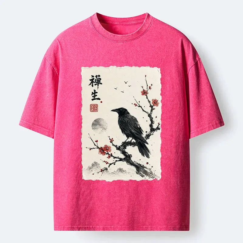 Japanese Zen Crow T-Shirt for Men