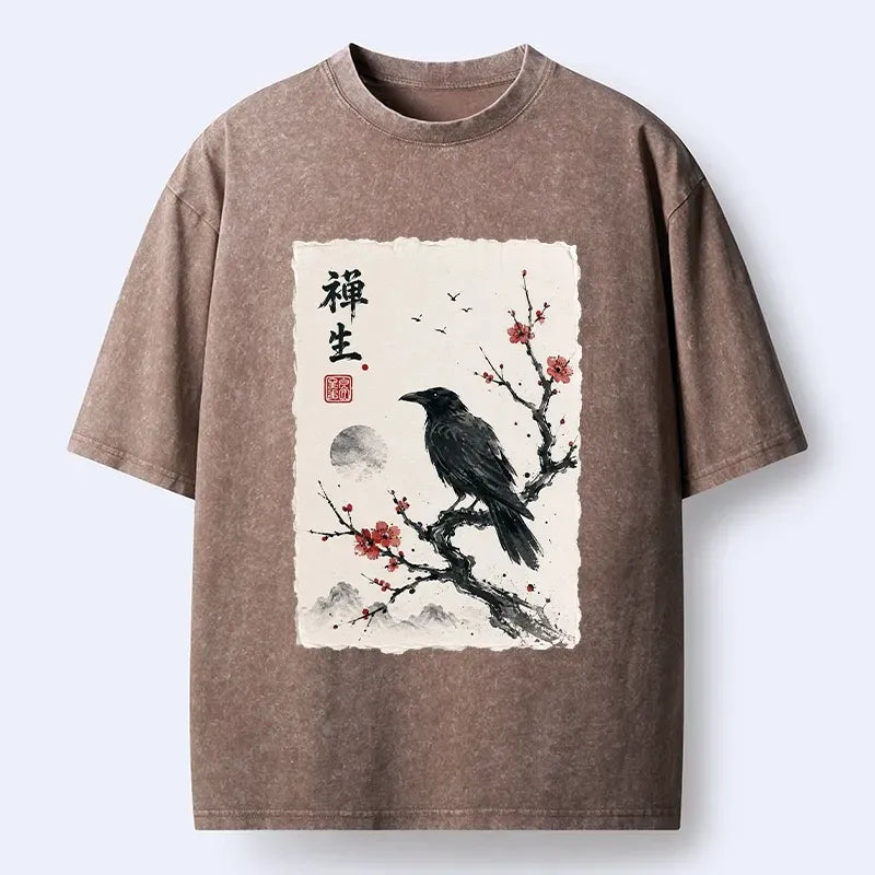 Japanese Zen Crow T-Shirt for Men