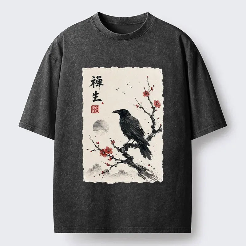 Japanese Zen Crow T-Shirt for Men