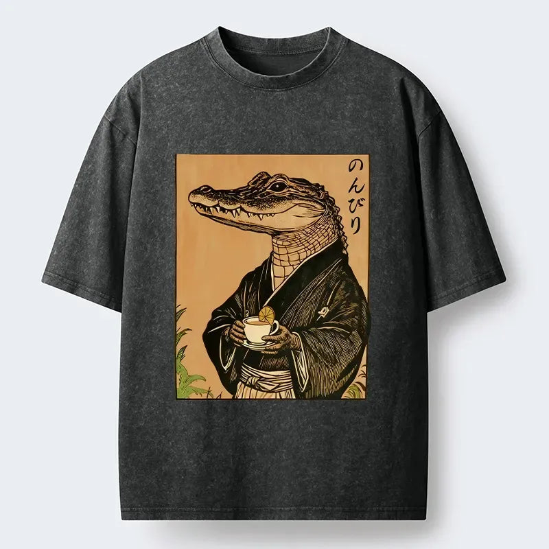 Vintage Washed Alligator Kimono Tee