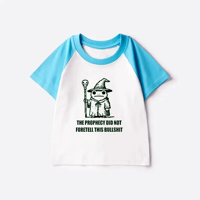 Kyoto-Lion Funny Meme Wizard Frog Weird Prophecy Kids Raglan T-shirt
