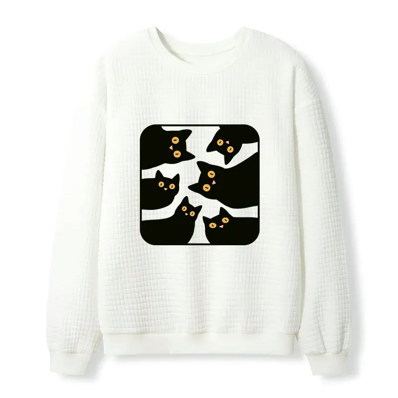Kyoto-Lion Cats Are Watching You Waffle Sweatshirt