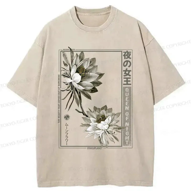 Kyoto-Lion Japanese Epiphyllum Washed T-Shirt