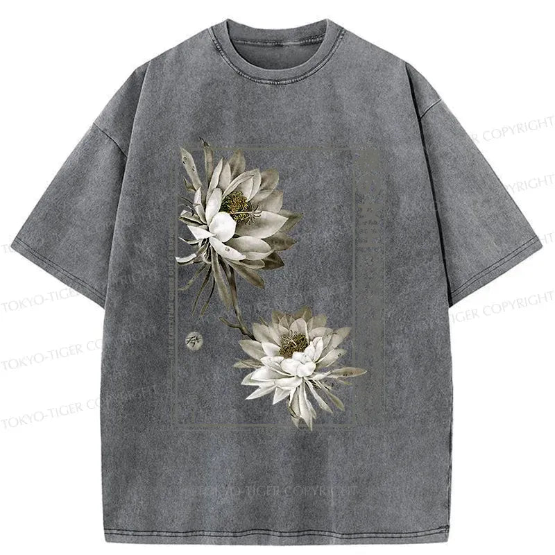 Kyoto-Lion Japanese Epiphyllum Washed T-Shirt