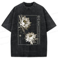 Japanese Epiphyllum Washed T-Shirt for Daily Wear