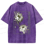 Japanese Epiphyllum Washed T-Shirt for Daily Wear