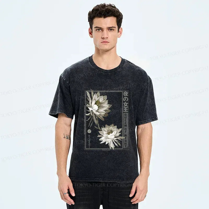 Kyoto-Lion Japanese Epiphyllum Washed T-Shirt