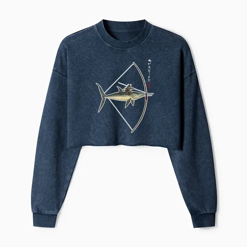 Japanese Vintage Crop Sweatshirt for Women