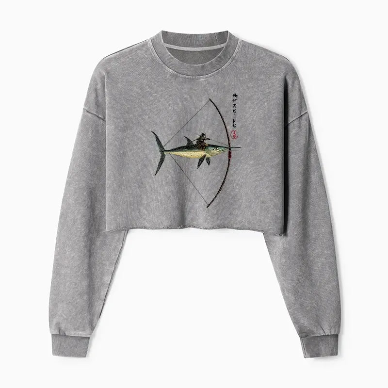 Kyoto-Lion Crop Sweatshirt for Everyday Wear