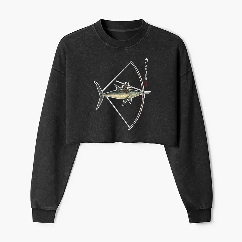 Kyoto-Lion I Am Speed Washed Crop Sweatshirt