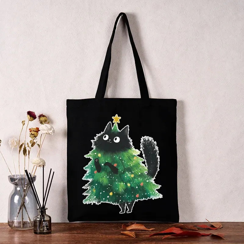 Kyoto-Lion Christmas Tree Cat Japan Tote Bag