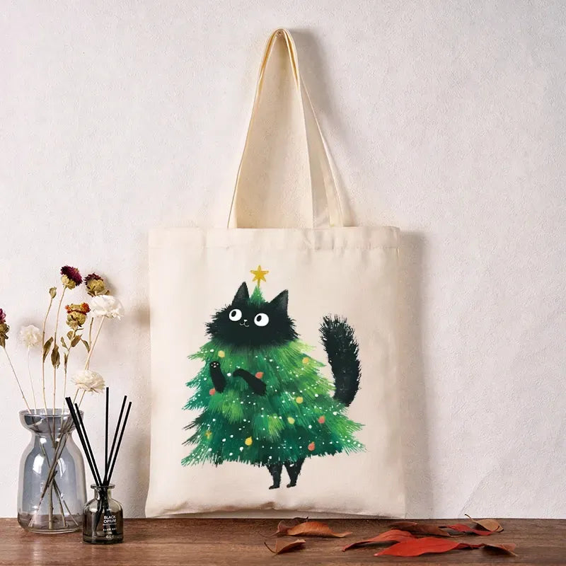 Kyoto-Lion Christmas Tree Cat Japan Tote Bag
