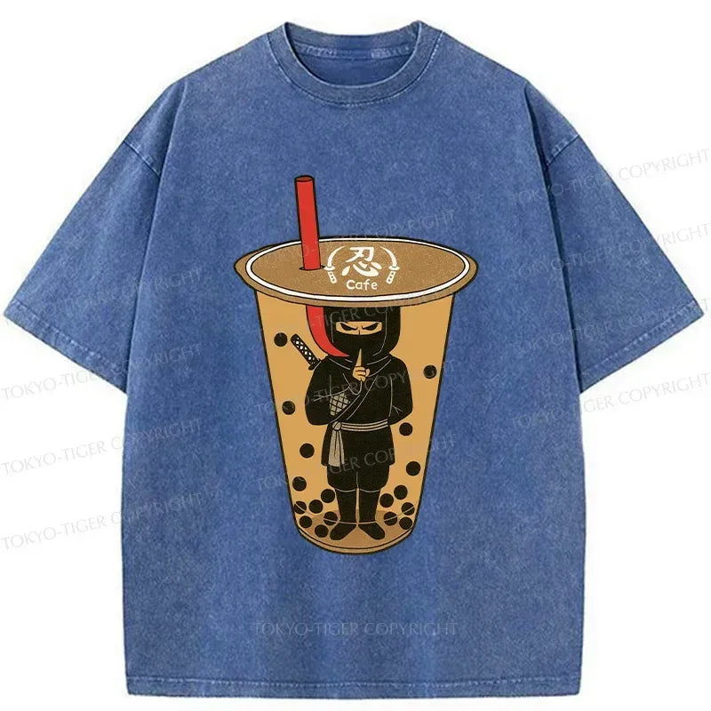 Kyoto-Lion Ninja Lurking In Milk Tea Washed T-Shirt