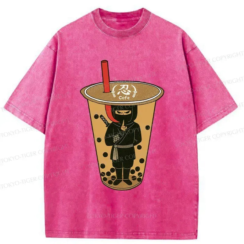 Kyoto-Lion Ninja Lurking In Milk Tea Washed T-Shirt