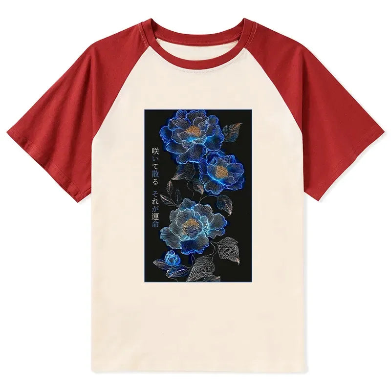 Japanese Dark Floral Raglan T-Shirt