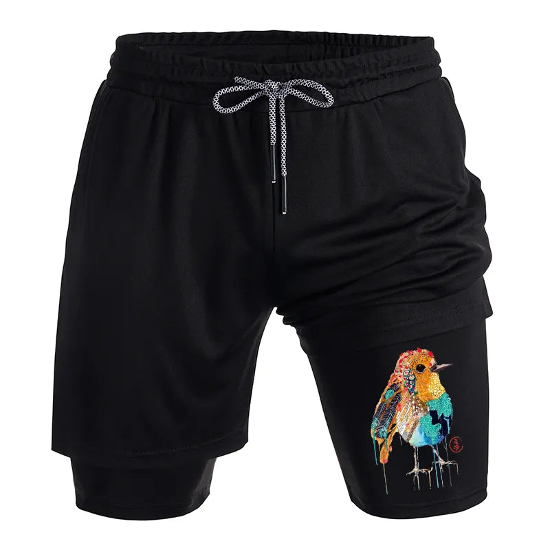 Kyoto-Lion Sparkly Wild Bird Training Shorts