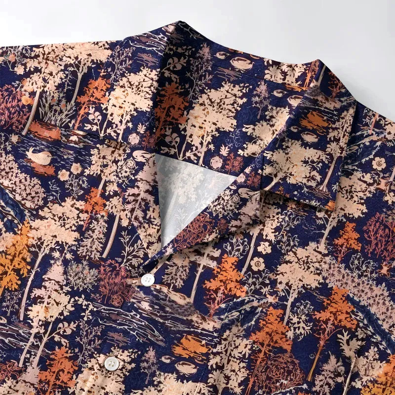 Autumn Forest Lion Hawaiian Shirt for Streetwear