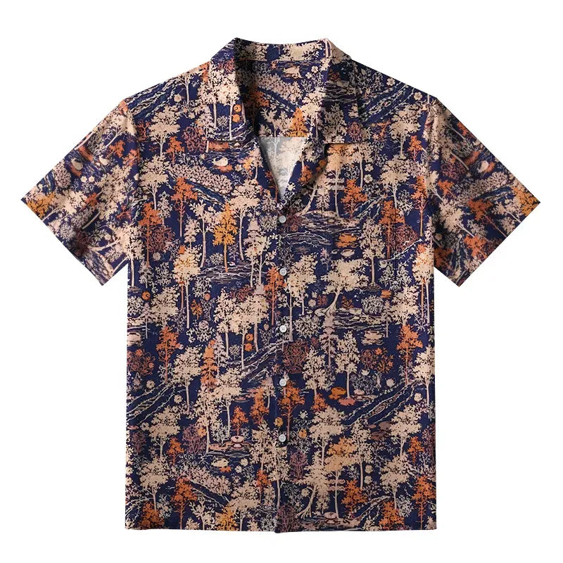 Autumn Forest Lion Hawaiian Shirt for Streetwear
