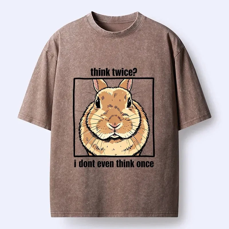 Kyoto-Lion Funny Carefree Rabbit Meme Washed T-Shirt