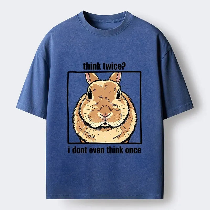 Kyoto-Lion Funny Carefree Rabbit Meme Washed T-Shirt