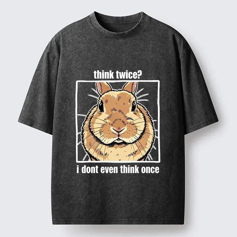 Kyoto-Lion Funny Carefree Rabbit Meme Washed T-Shirt