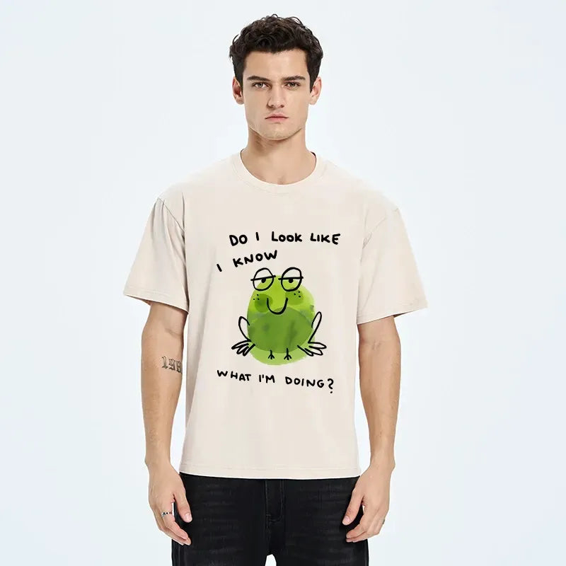 Kyoto-Lion Little Green Frog Has No Idea What¡¯s Next Washed T-Shirt