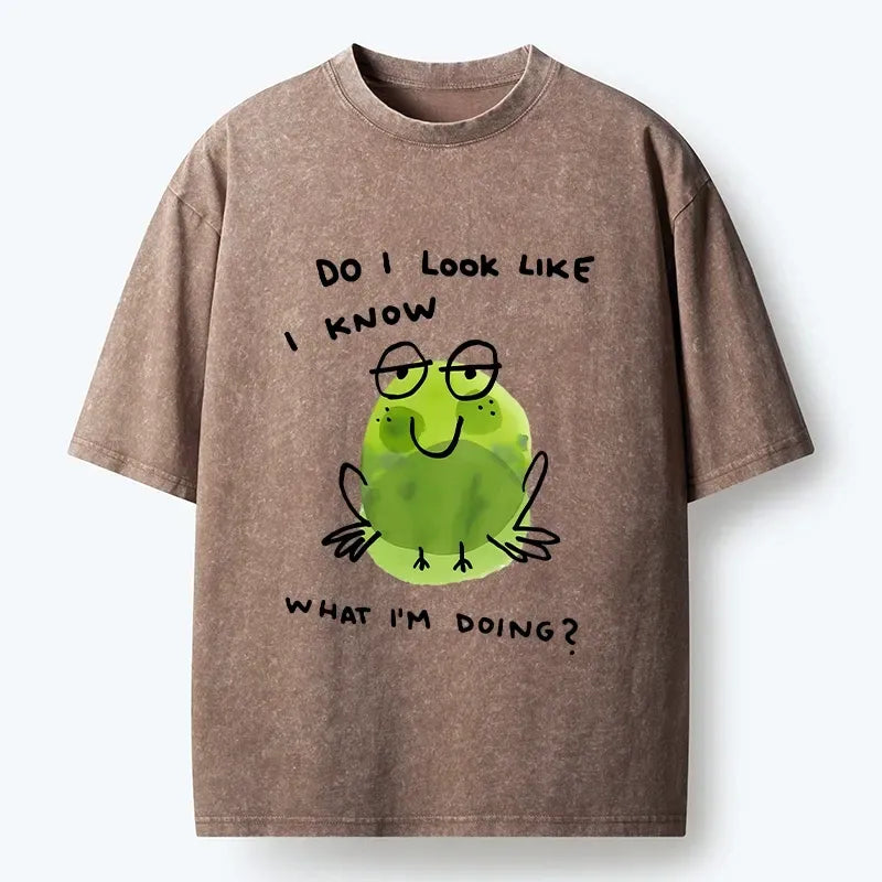 Kyoto-Lion Little Green Frog Has No Idea What¡¯s Next Washed T-Shirt