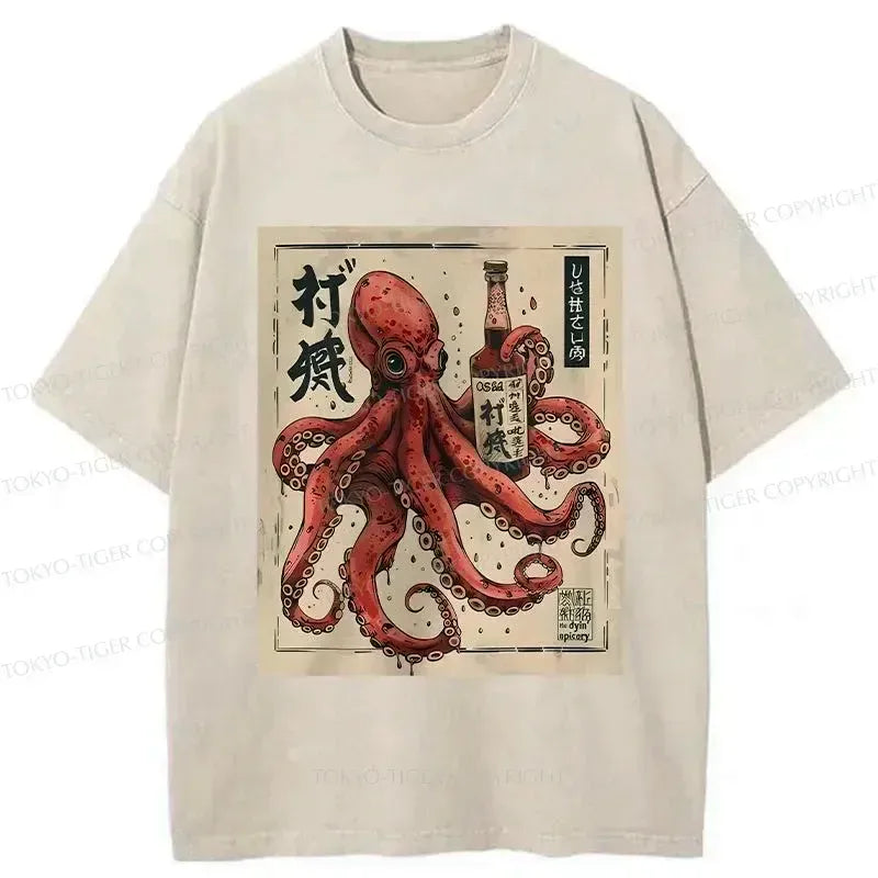 Kyoto-Lion Osaka Sak¨¦ Octopus Washed T-Shirt