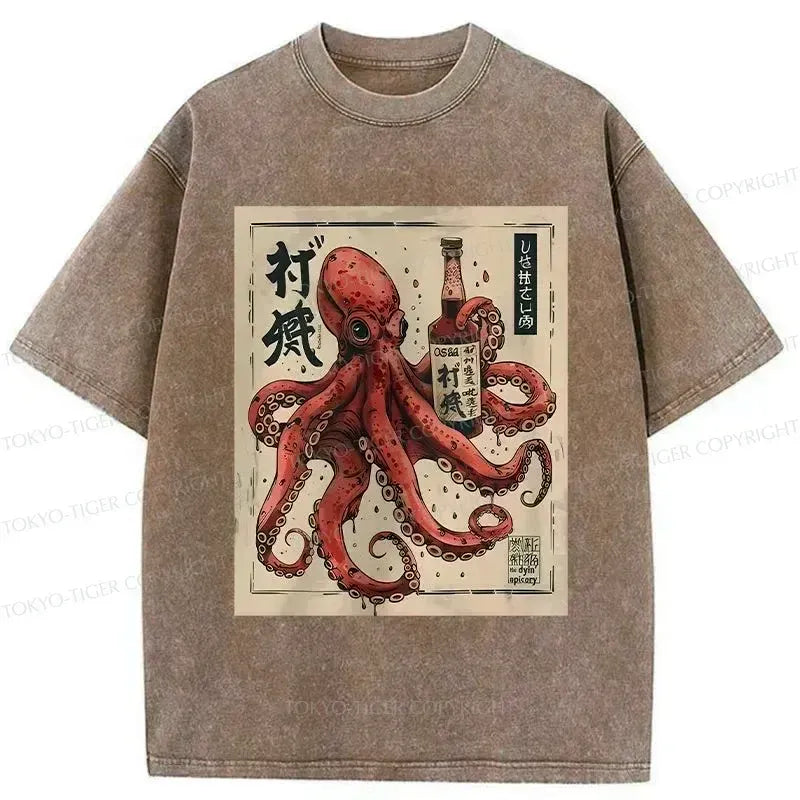 Comfortable Japanese Octopus Ukiyo-e T-Shirt