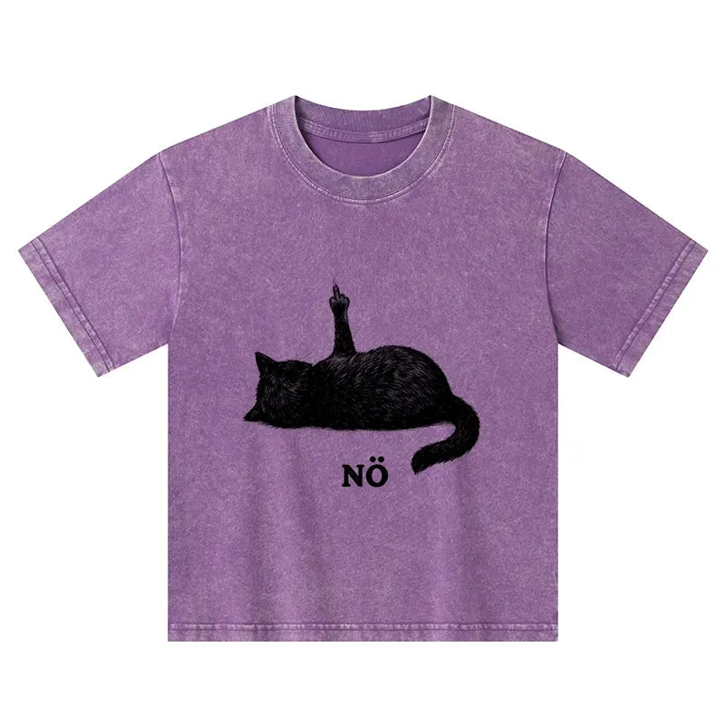 Kyoto-Lion Cat Refused Kids Washed T-Shirt