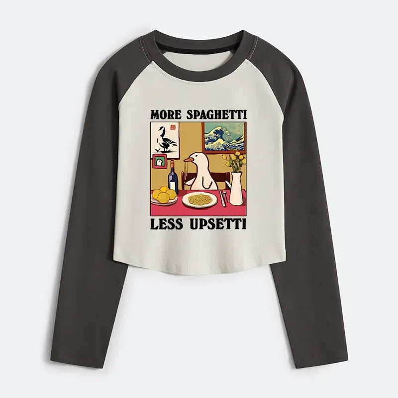 Kyoto-Lion goose crop raglan t-shirt for women