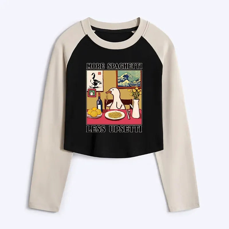 womens vintage crop top with raglan sleeves