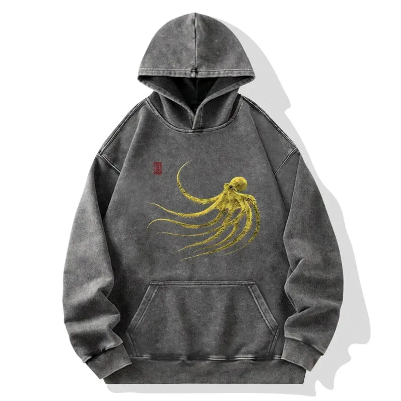 Japanese Retro Octopus Hoodie for Gift for Him