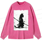 Japanese Samurai Cat Long Sleeve T-Shirt