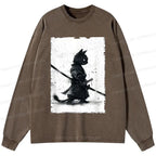 Japanese Samurai Cat Long Sleeve T-Shirt